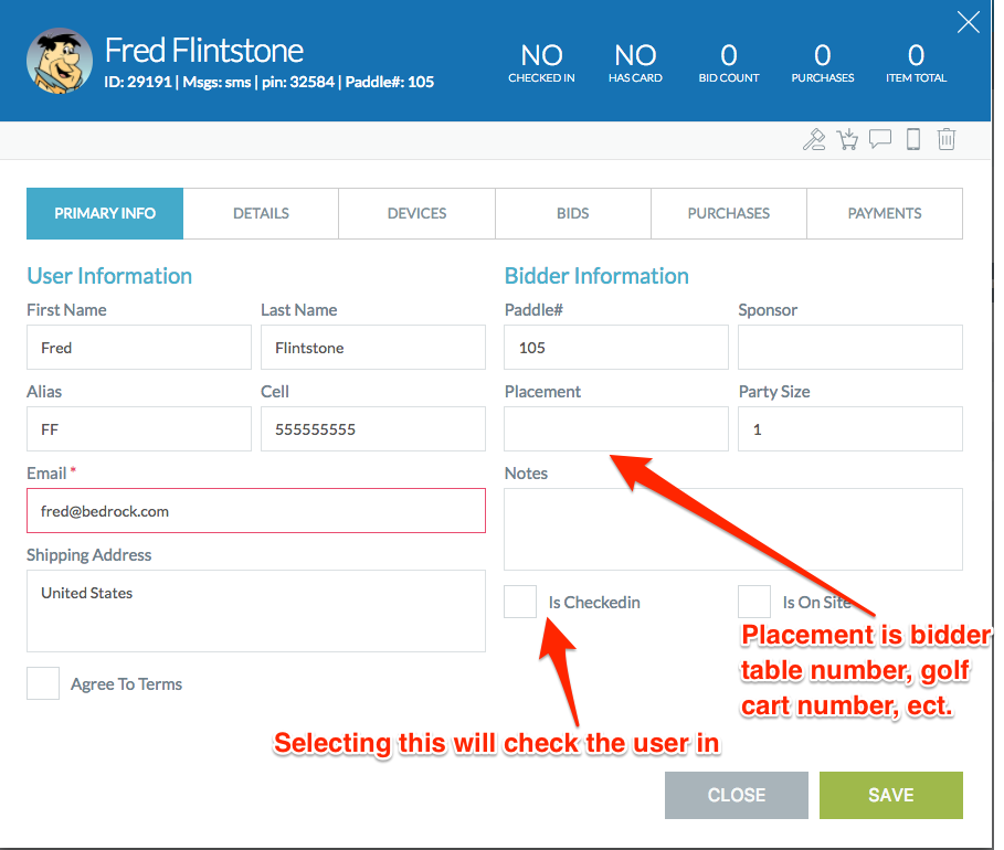 Editing Bidder Information